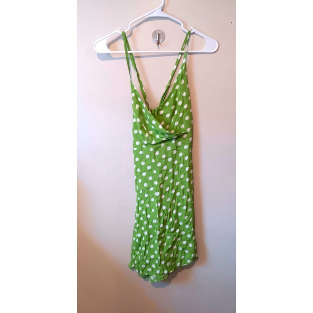 Kimchi Blue Green White Polka Dot V-Neck Spaghetti Strap Romper One-Piece XL